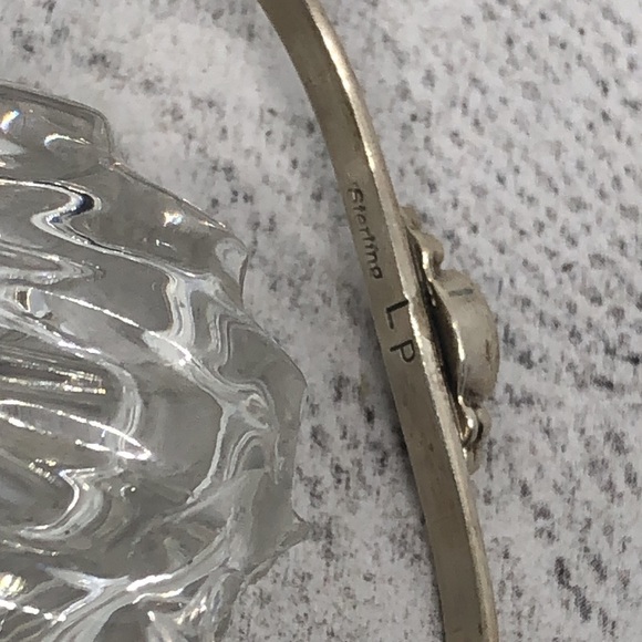 VINTAGE Native American Artisan Artist Signed  LP Sterling Turquoise Bracelet. - Picture 3 of 6